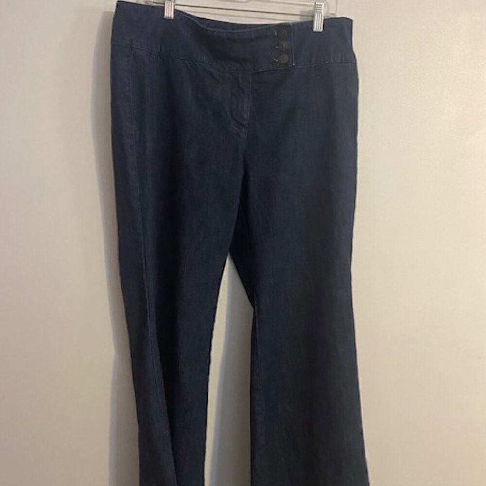Battery Park New York & Co high waisted wide leg denim jeans, size 16